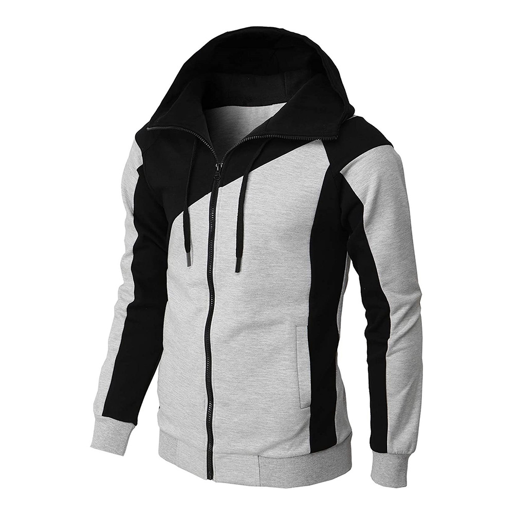 Ericdress Hooded Color Block Patchwork Sports Zipper Jacket