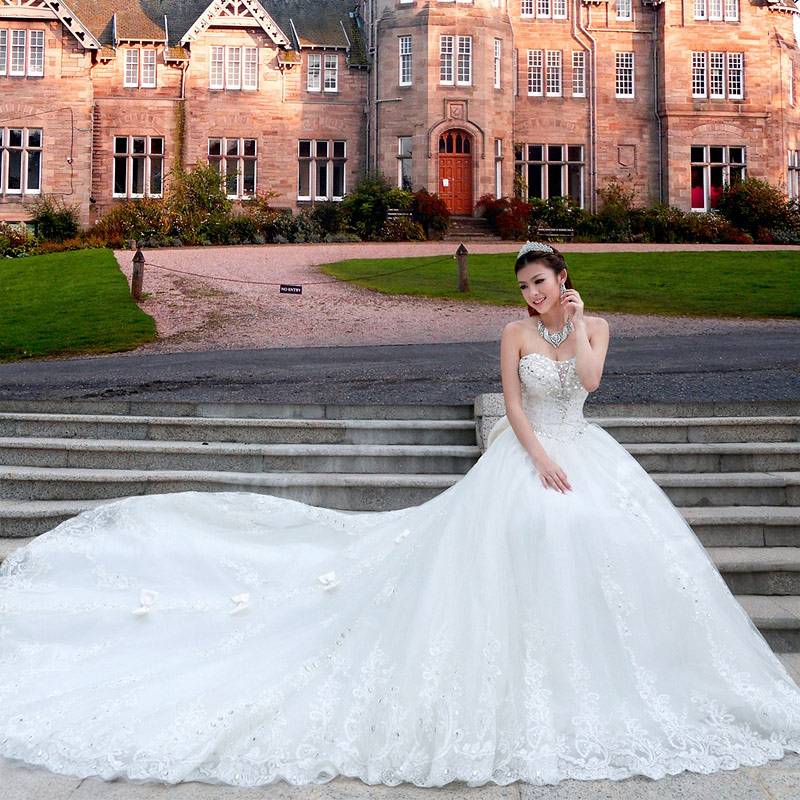 Ericdress Beading Sweetheart Appliques Cathedral Train Wedding Dress