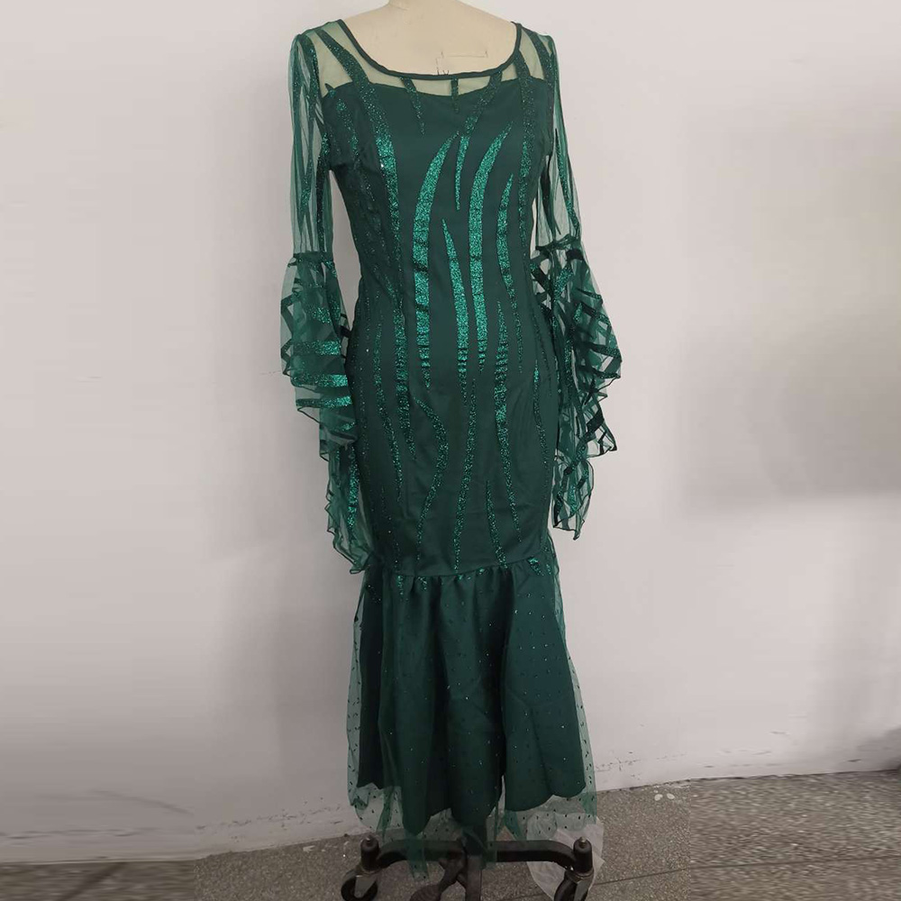 Ericdress Long Sleeve Ankle-Length See-Through Mermaid High Waist Women's Maxi Dress