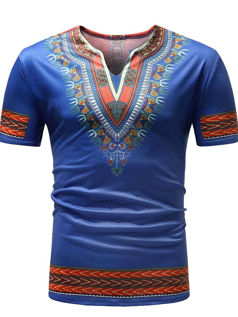 Ericdress African Fashion Dashiki Printed Slim Mens Short Sleeve T Shirt