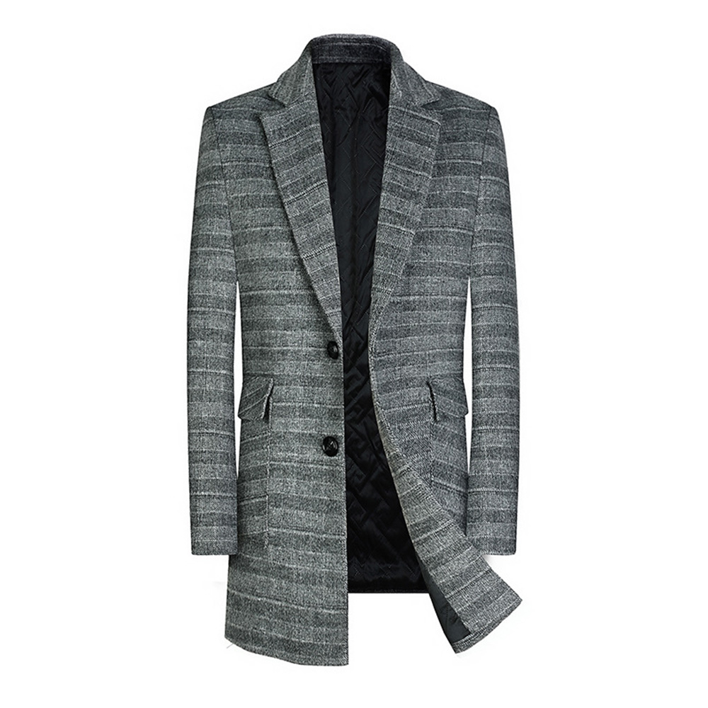 Ericdress Mid-Length Stripe Winter Casual Coat
