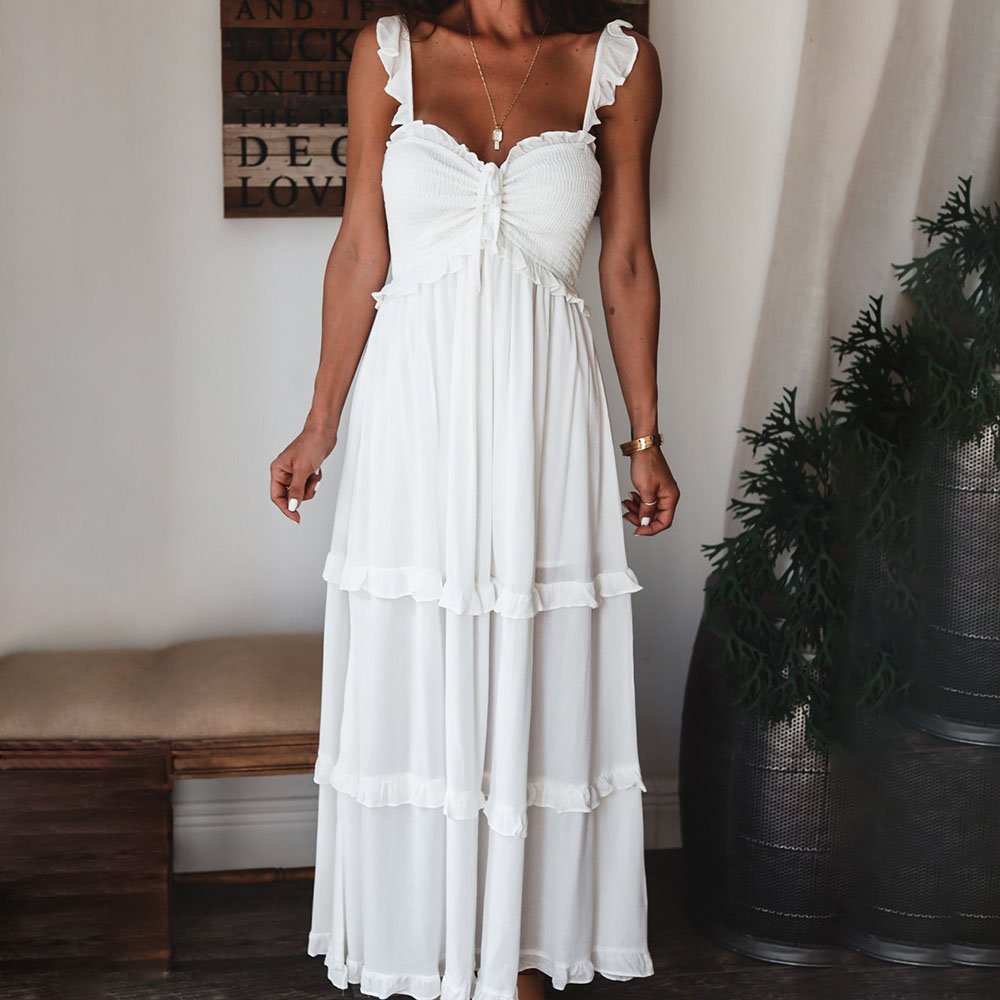 Ericdress Patchwork Sleeveless Ankle-Length Western Plain Maxi Dress Wedding Guest Dress