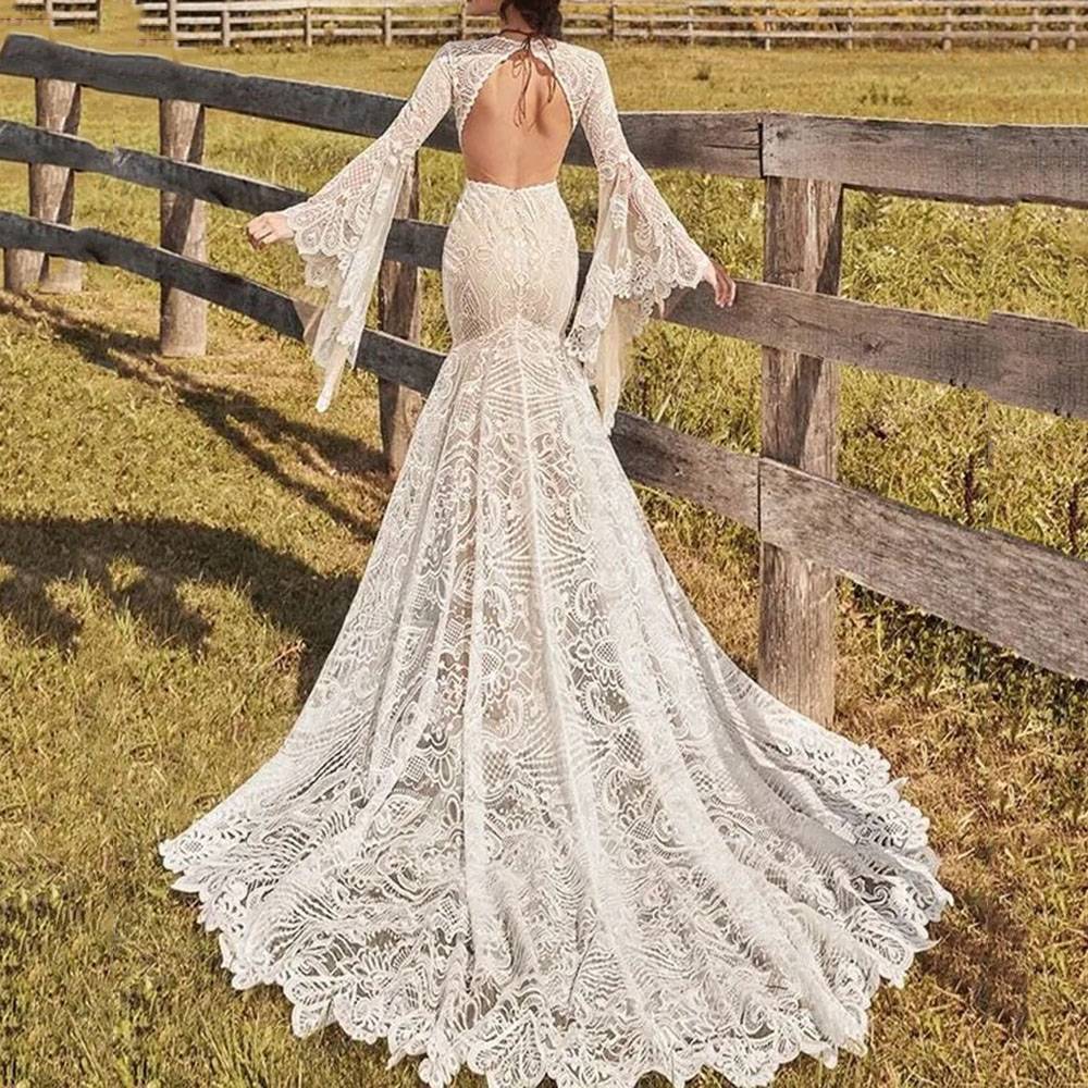 Ericdress Lace Long Sleeves Trumpet/Mermaid Scoop Hall Wedding Dress