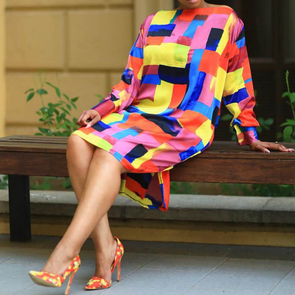 Ericdress Knee-Length Asymmetric Color Block Fashion Casual Dress
