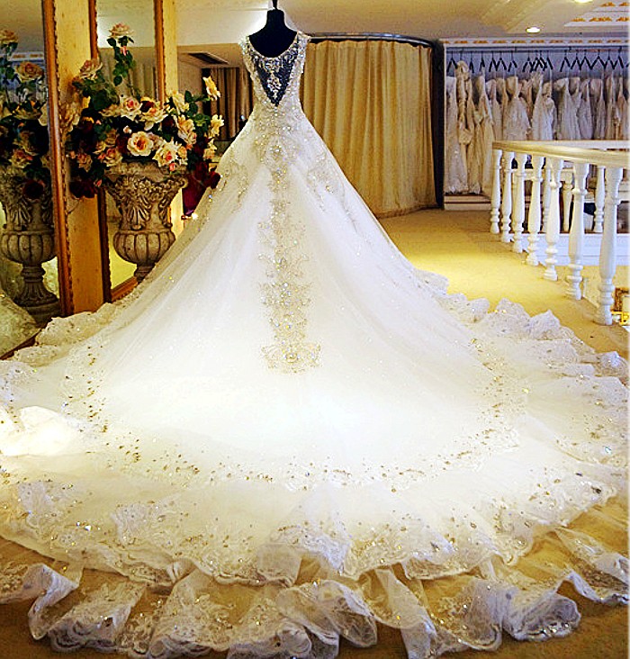 Ericdress Beading Ball Gown Wedding Dress with Cathedral Train