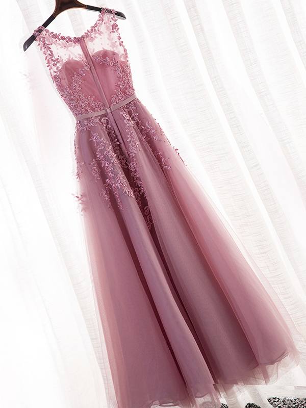 Ericdress A-Line Scoop Appliques Pearls Sashes Floor-Length Evening Dress