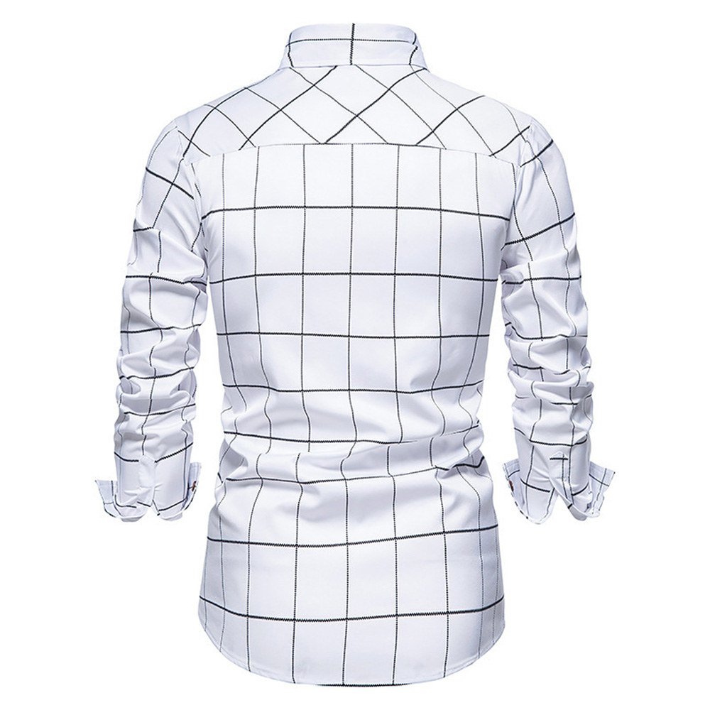 Ericdress Print Plaid Casual Single-Breasted Slim Shirt