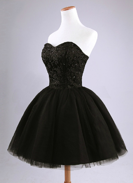Ericdress Strapless Beading Lace-Up Black Cockatil Dress