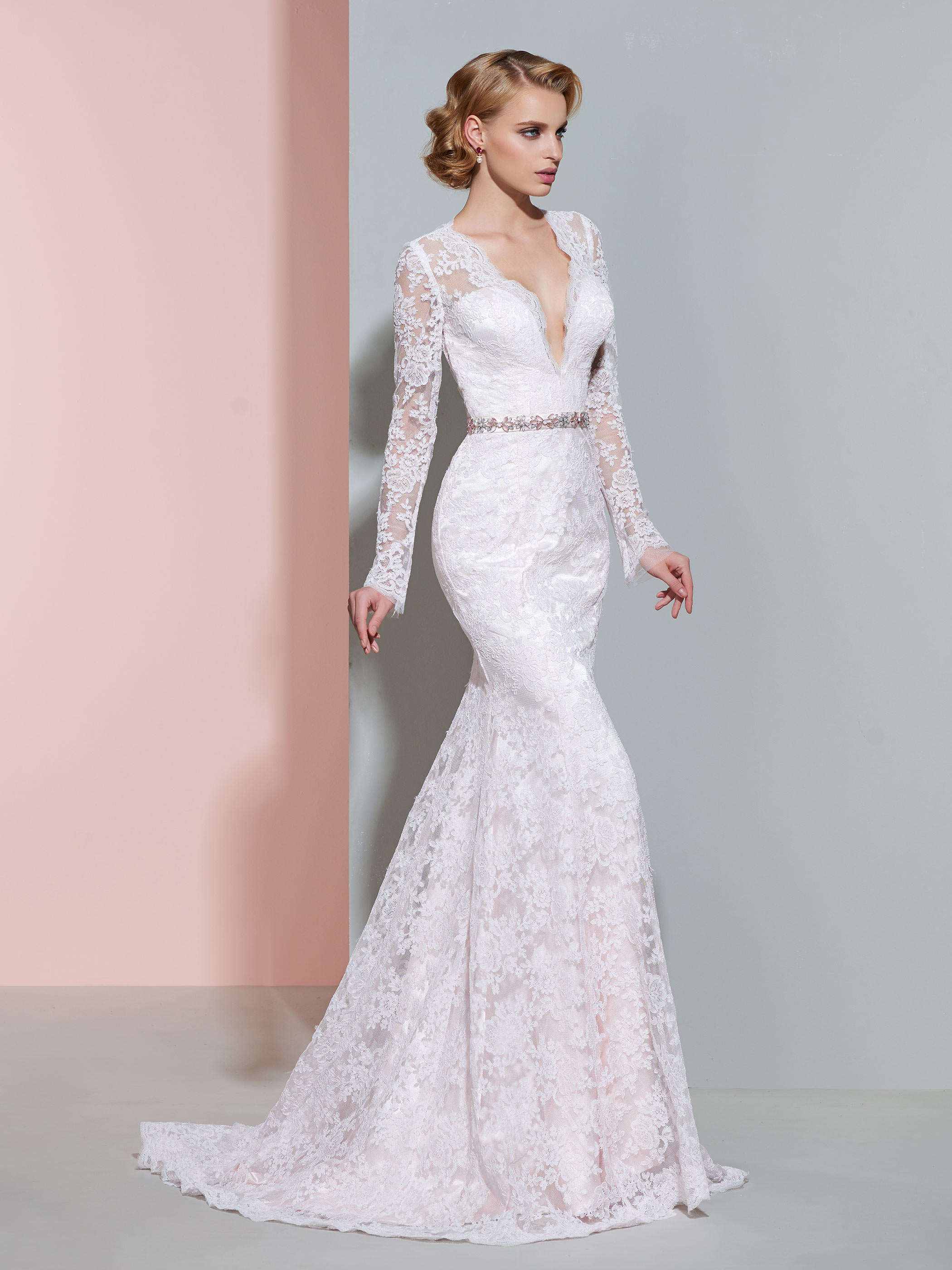 Ericdress V Neck Long Sleeves Mermaid Lace Wedding Dress www ericdress