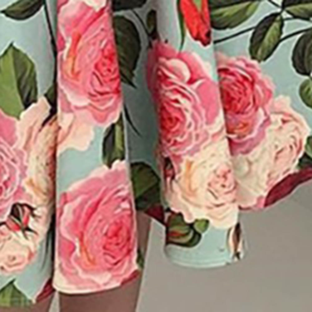 Ericdress Mid-Calf Print Half Sleeve Color Block Fashion A-line Dress