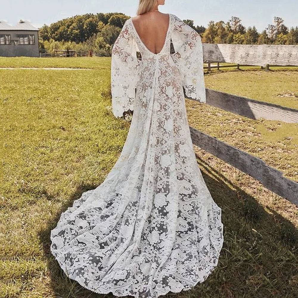 Ericdress Floor-Length Lace Trumpet Long Sleeves Trumpet/Mermaid Hall Wedding Dress