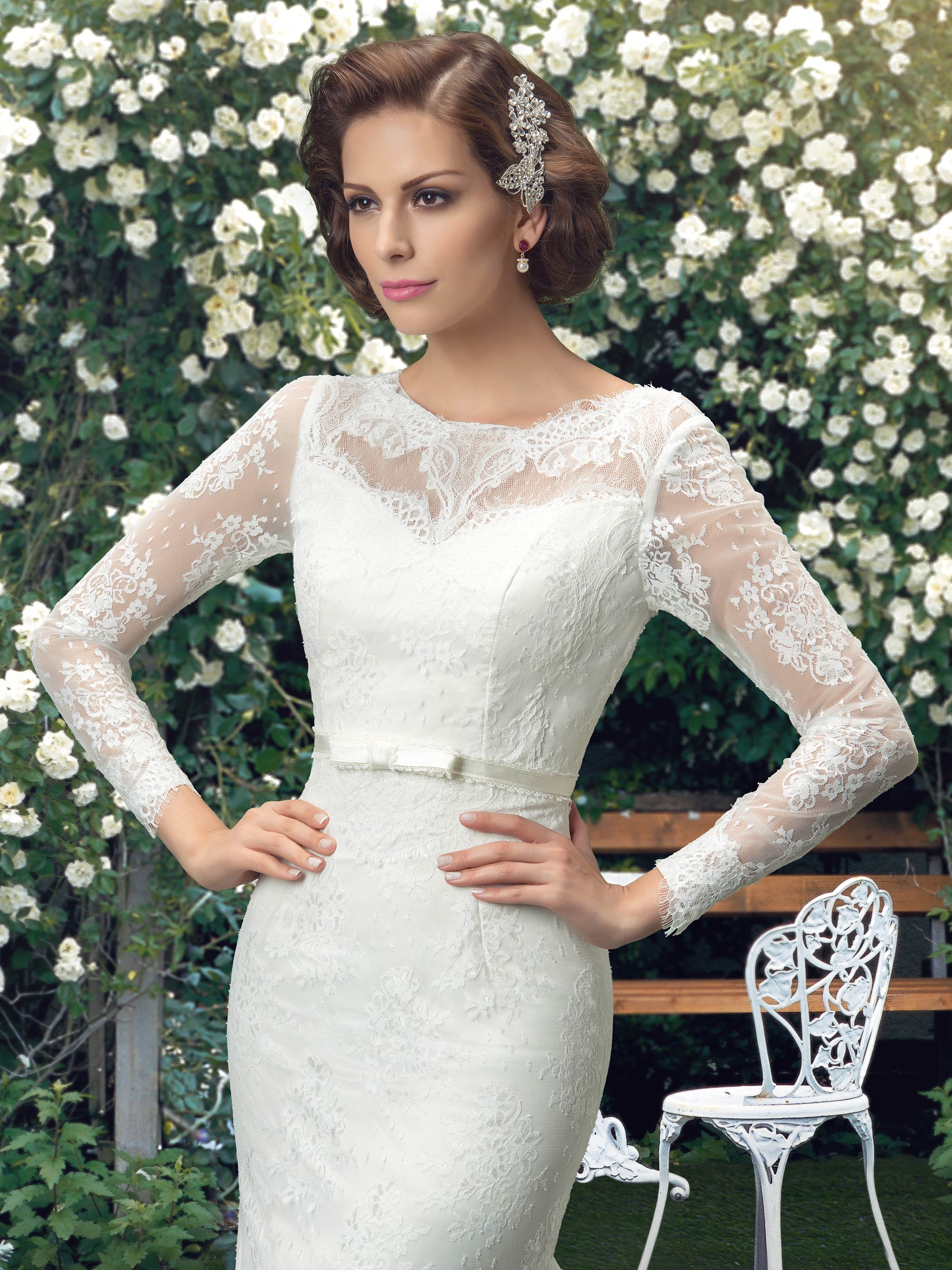 Ericdress Button Lace Long Sleeves Mermaid Wedding Dress