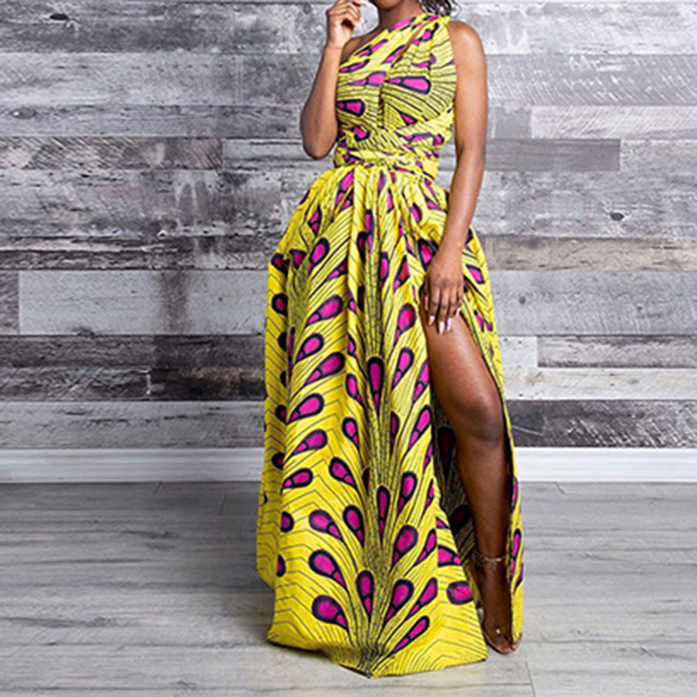 Ericdress African Fashion Backless Floor-Length V-Neck A-Line Dress