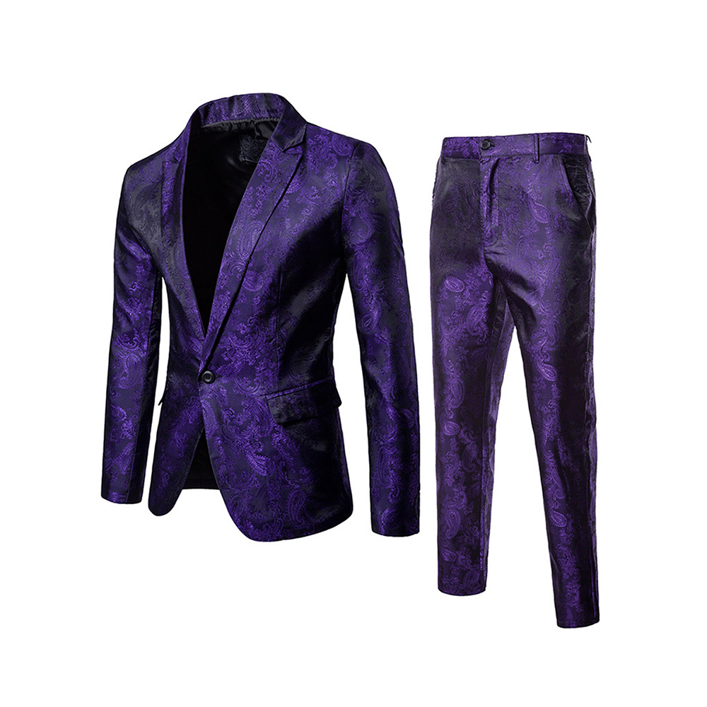 Ericdress Printed One Button Blazer & Pants Mens Casual Suits