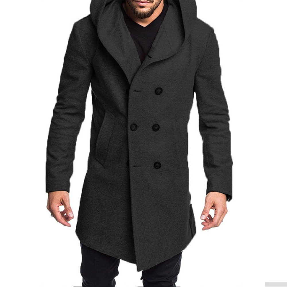 Ericdress Button Plain Hooded Double-Breasted European Men's Coat