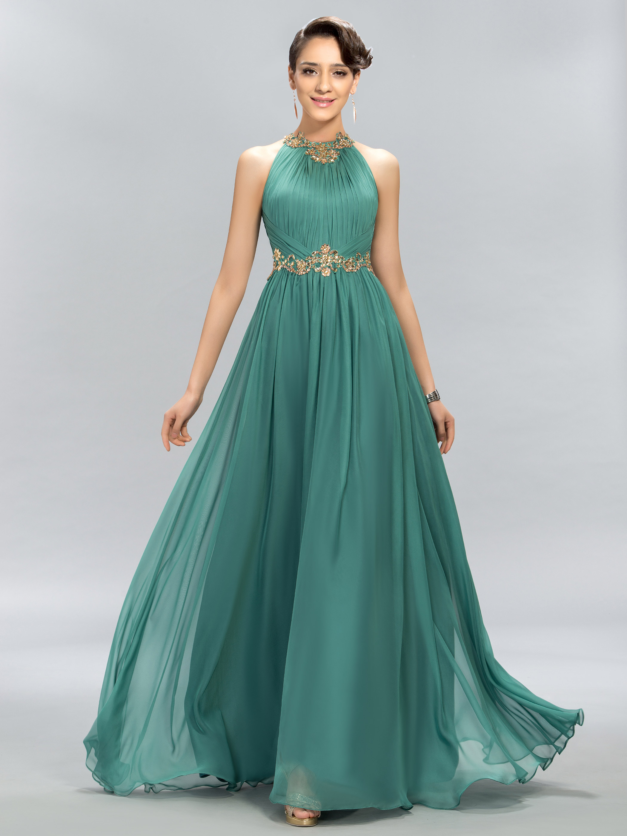 Pretty Jewel Beading A-Line Evening Dress