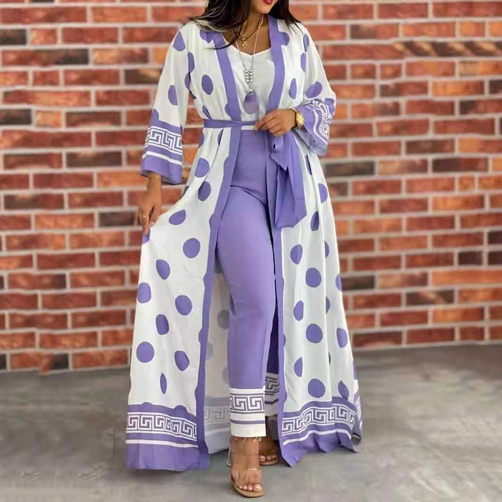 Ericdress Lace-Up Polka Dots Fashion Lace-Up Pencil Pants Two Piece Sets