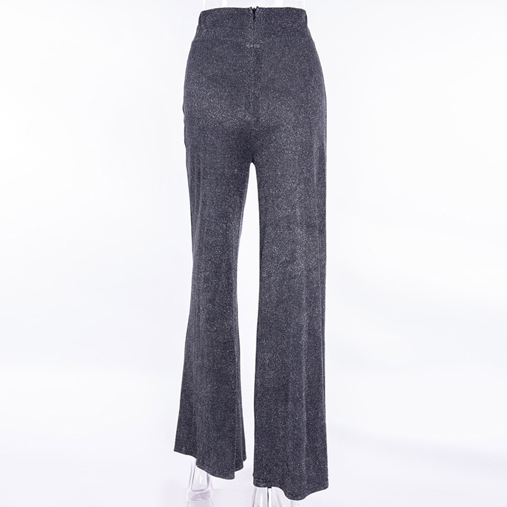 Ericdress Sequins Silver Loose Full Length High Waist Casual Pants