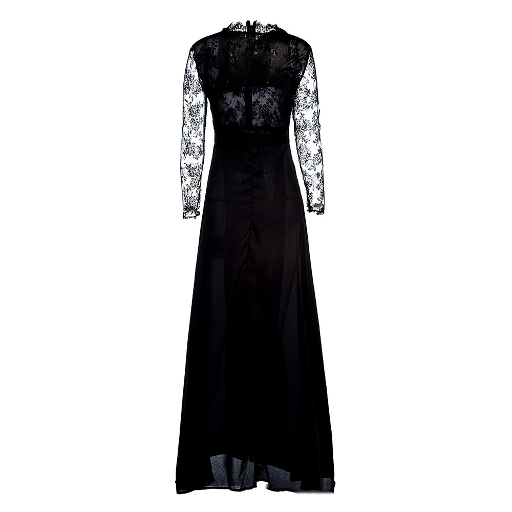 Ericdress Lace Long Sleeve Floor-Length A-Line Plain Maxi Dress