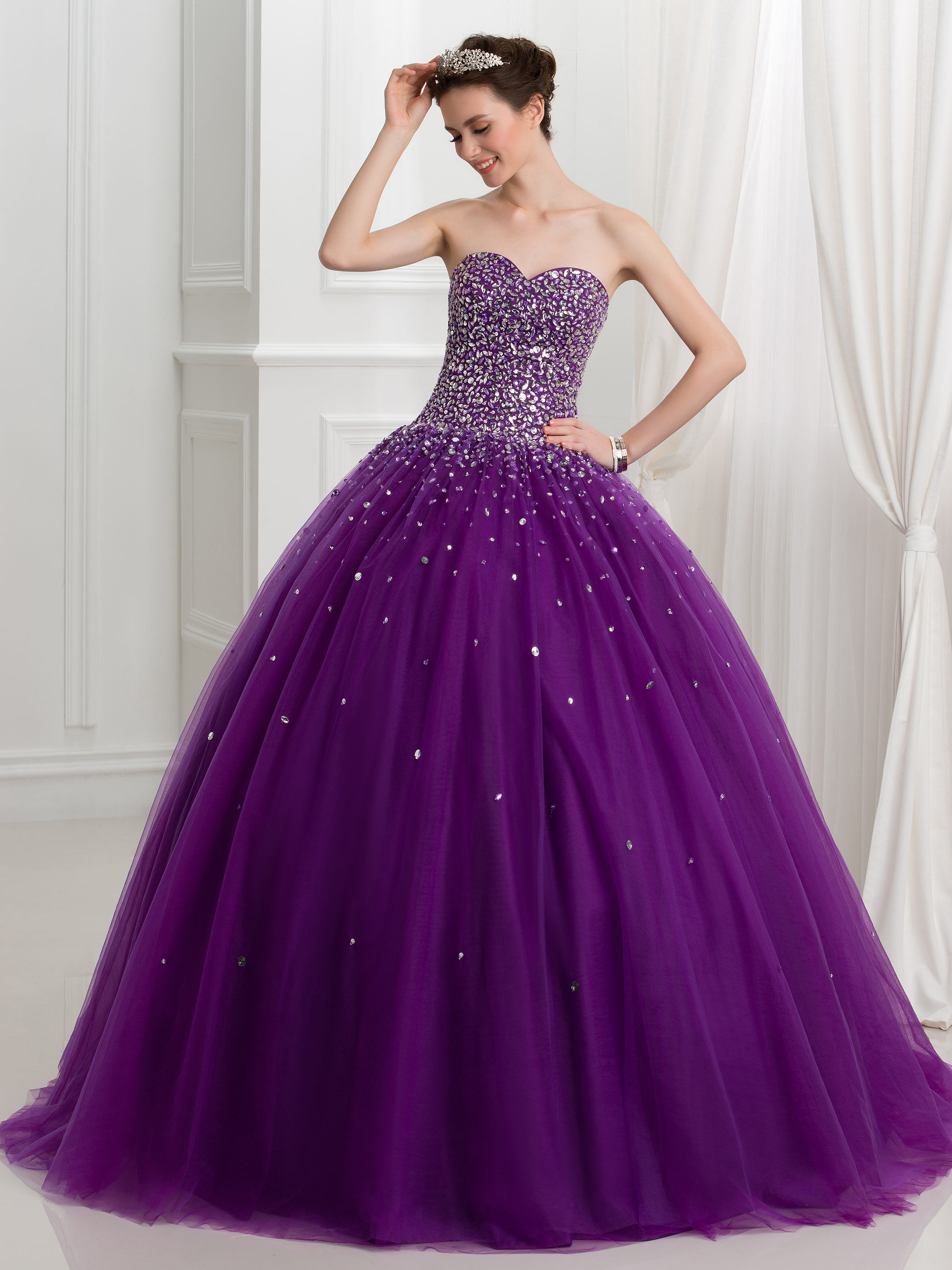 Ericdress Sweetheart Beading Lace-Up Ball Gown Quinceanera Dress