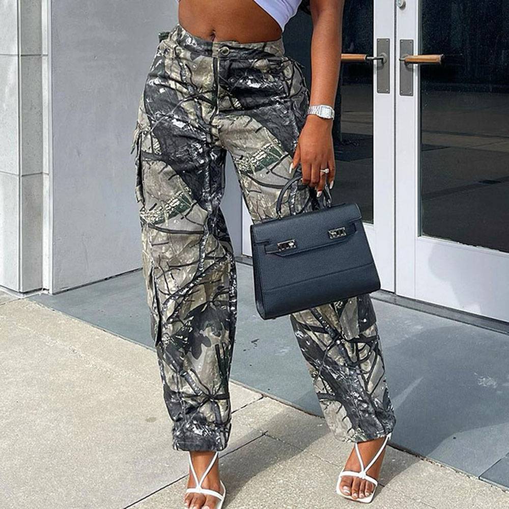 Ericdress Print Loose Camouflage Full Length Straight Casual Pants