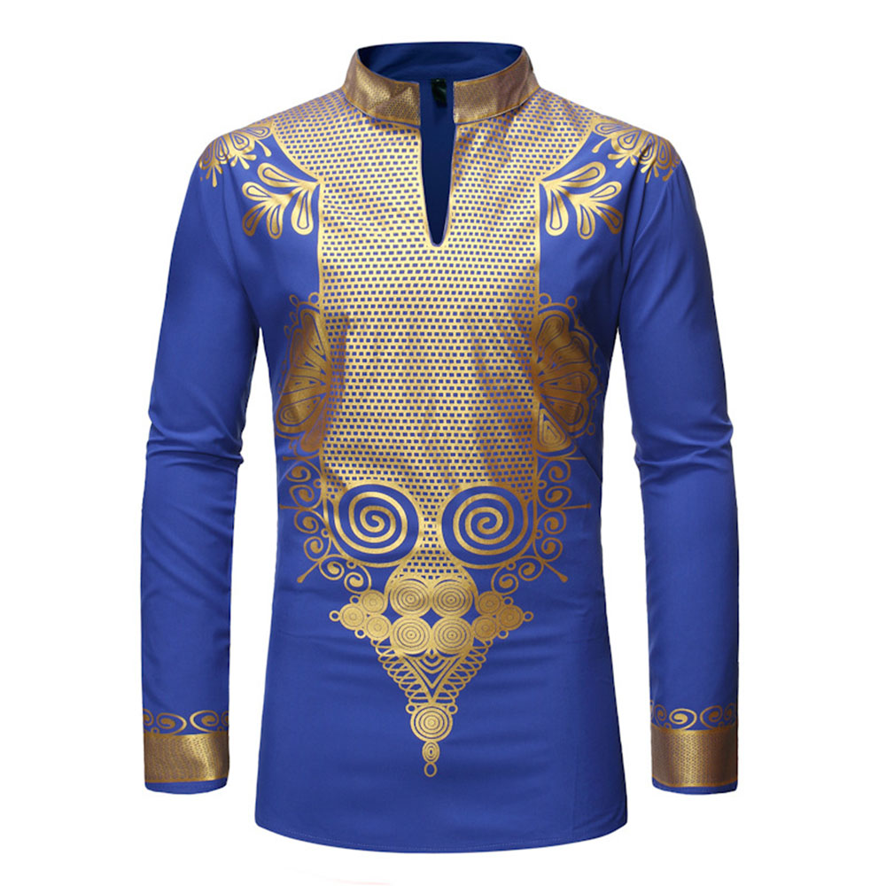 Ericdress African Fashion Dashiki Stand Collar Print Mens Shirt