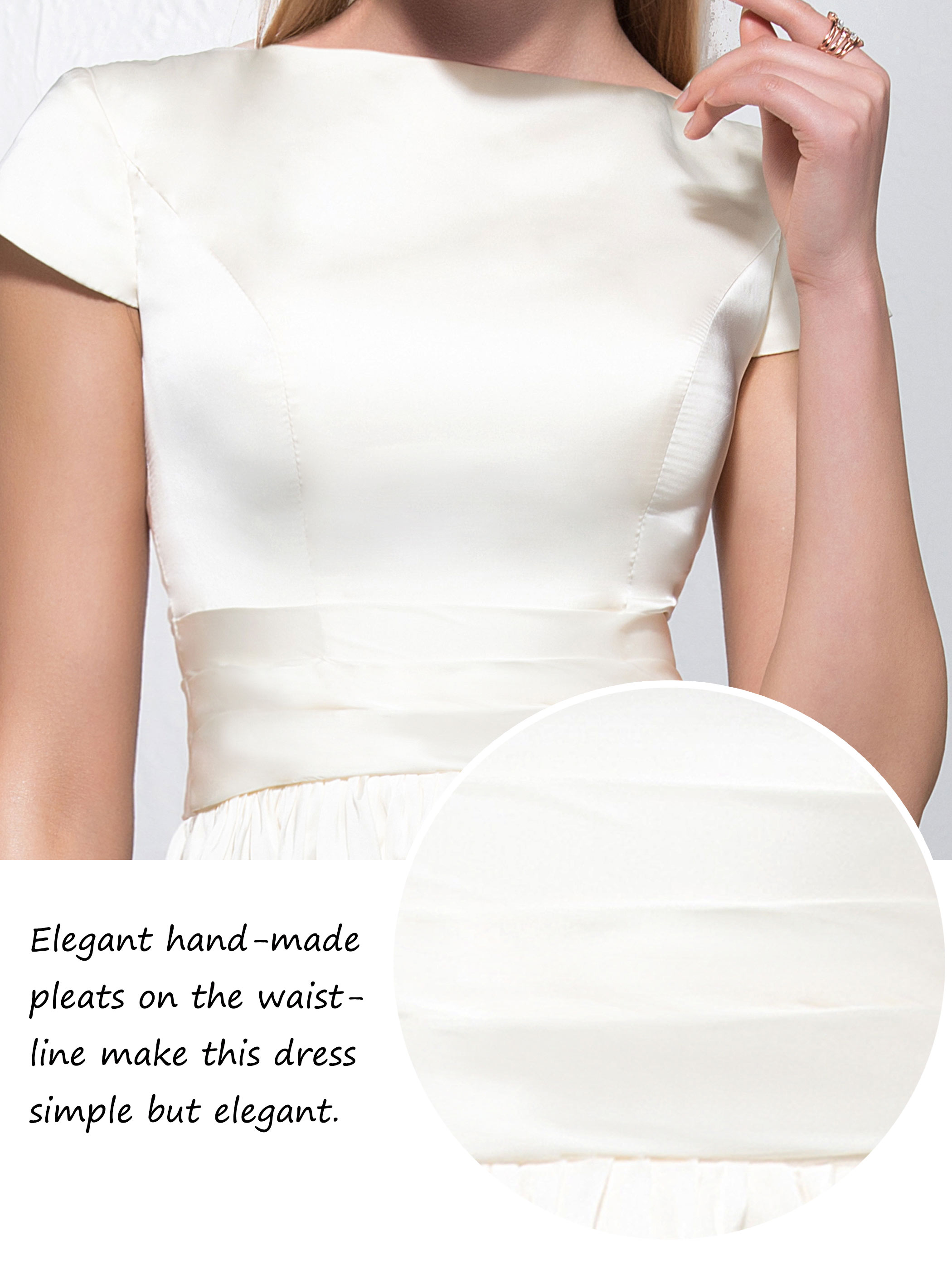 Elegant Bateau Neckline Short Sleeves Knee Length Zipper-Up Cocktail Dress
