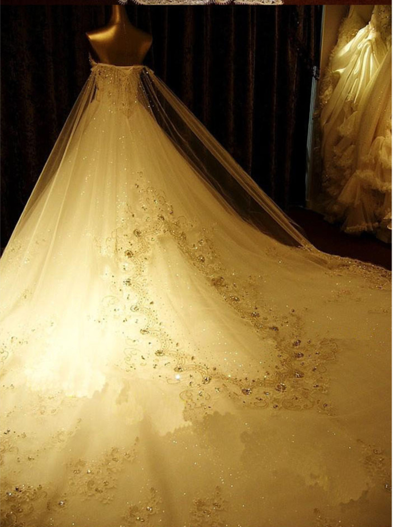 Ericdress Diamond Crystal Luxurious Wedding Dress with Train
