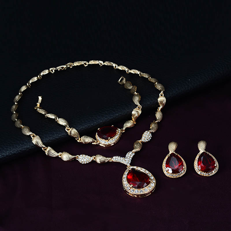 Ericdress Gemmed Geometric Ruby Jewelry Sets