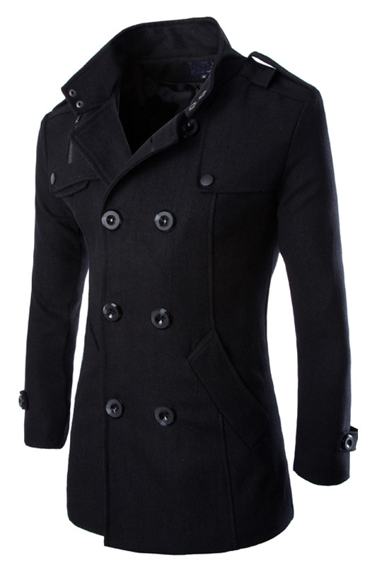 Ericdress Lapel Double-Breasted Long Sleeve Overcoat