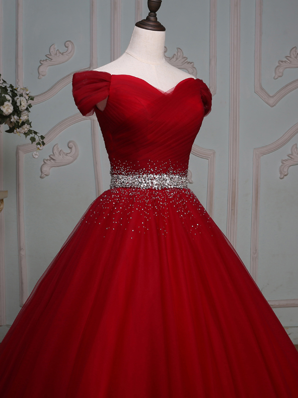 Ericdress Off-the-Shoulder Ball Quinceanera Dress With Beading And Pleats