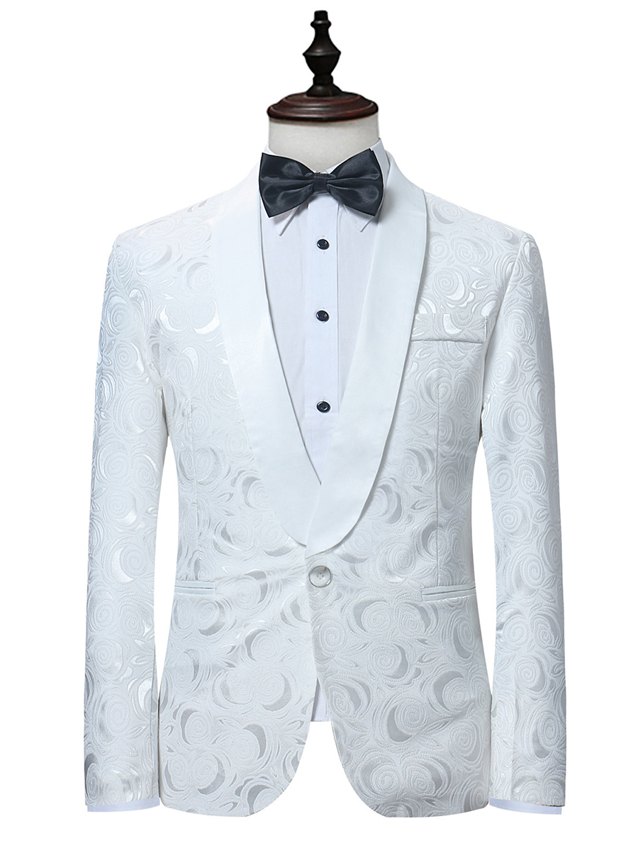 Ericdress White Print Fit Men's Suit