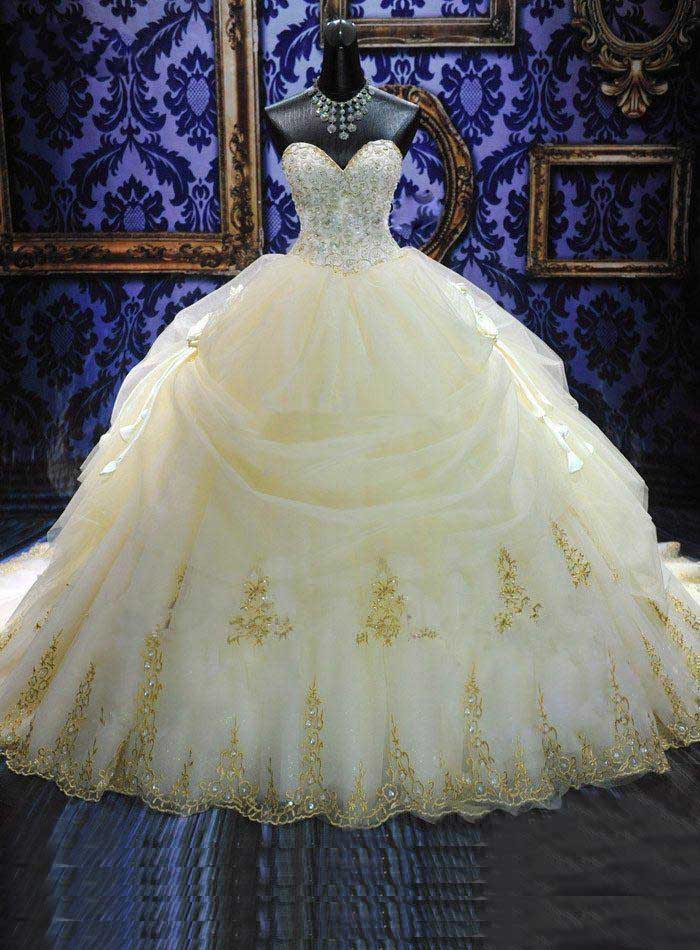 Ericdress Draped Appliques Ball Gown Wedding Dress with Train