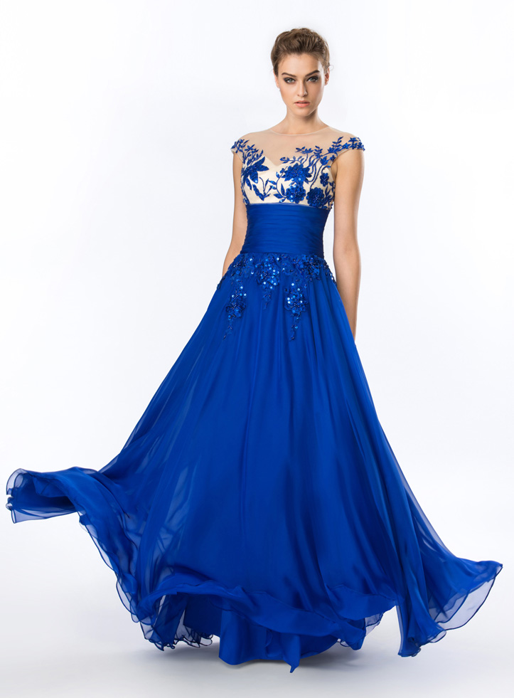 Charming A-line Appliques Floor-Length with Belt Evening/Prom Dress