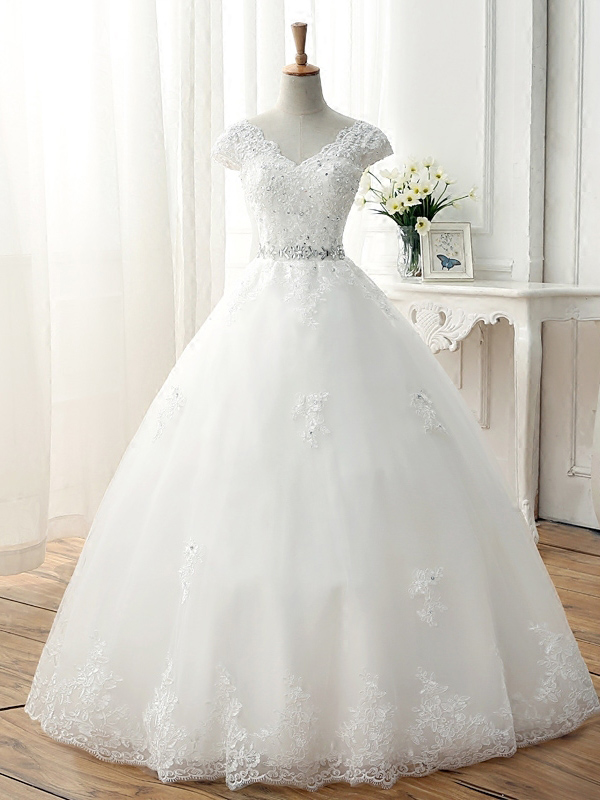 Ericdress Beading Appliques Ball Gown Plus Size Wedding Dress