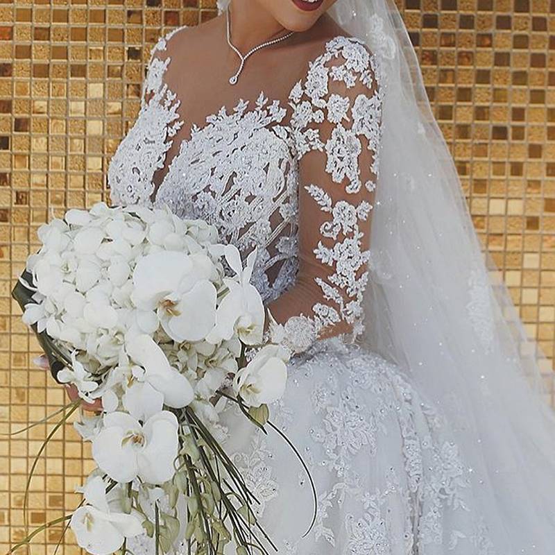 Mermaid Scoop Appliques Long Sleeves Wedding Dress