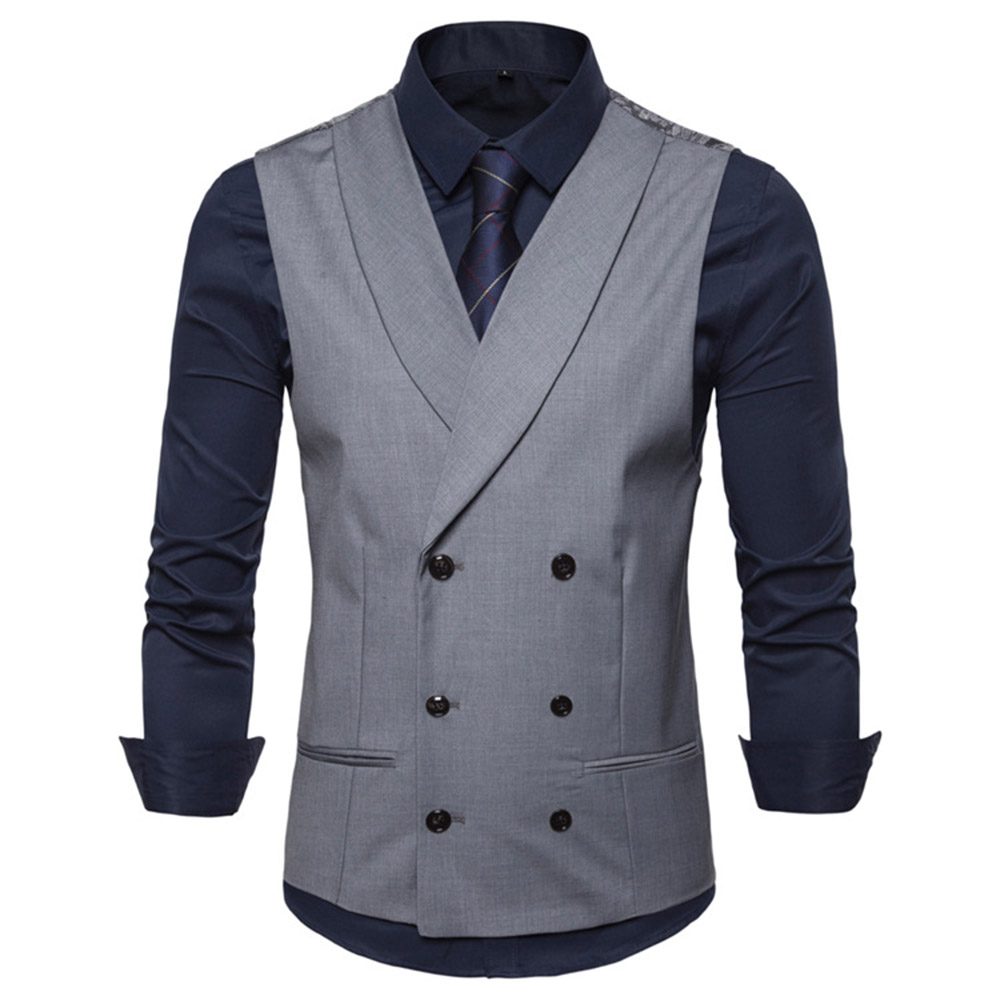 Ericdress Plain Double-Breasted Men's Waistcoat