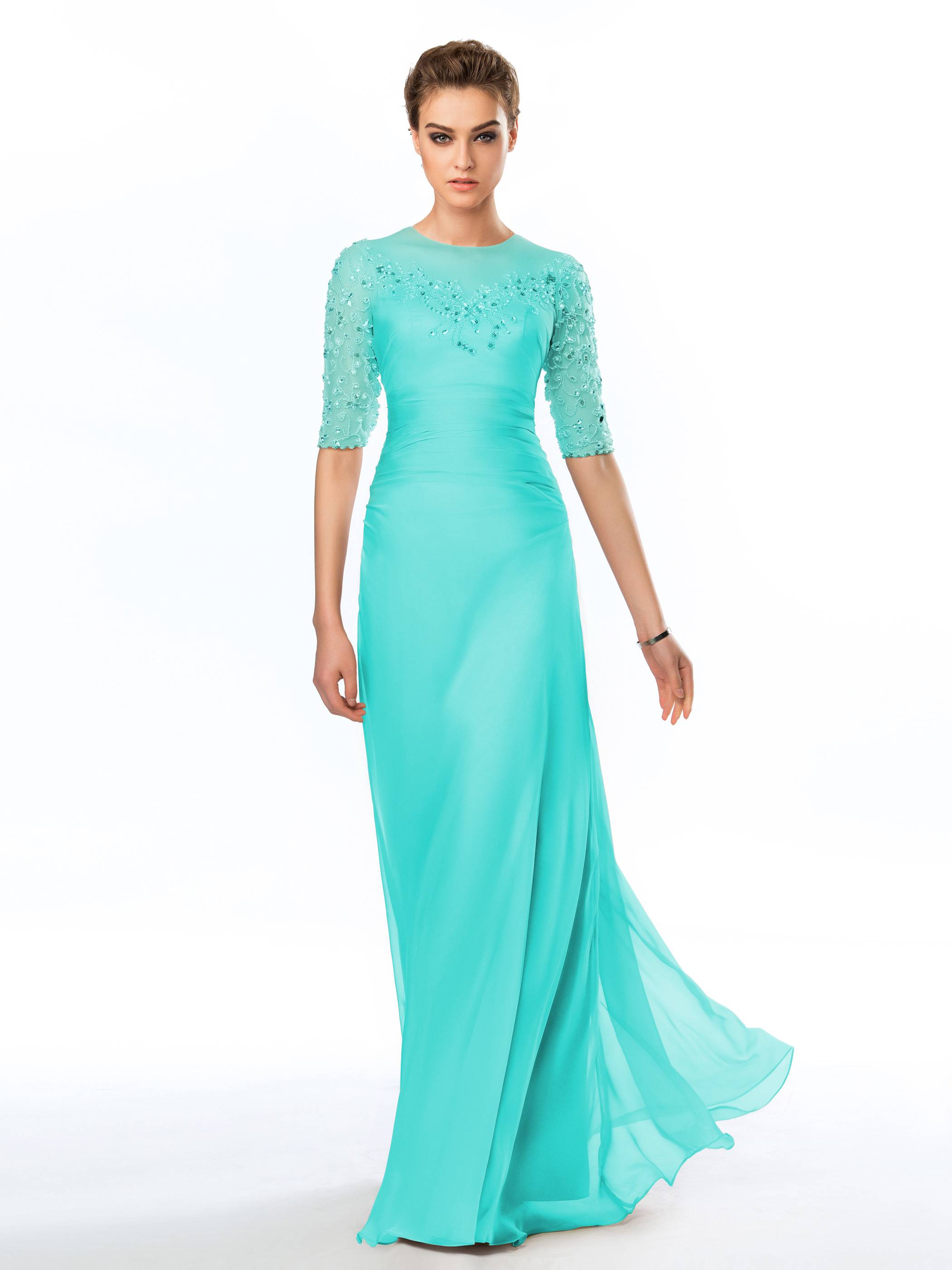 Ericdress Half Sleeves Beading Sheath Evening Dress