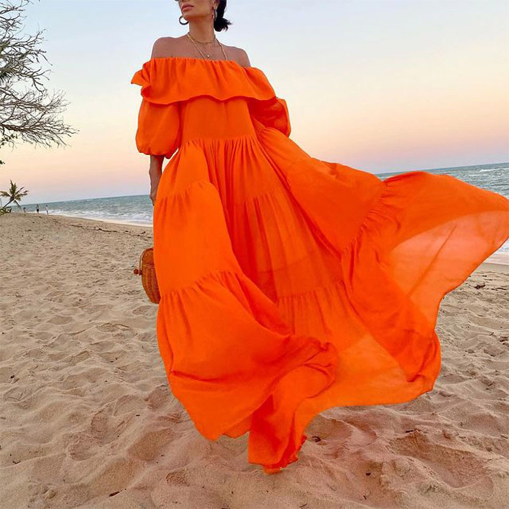 Ericdress Off Shoulder Floral Maxi Dress Beach Dresses For Women