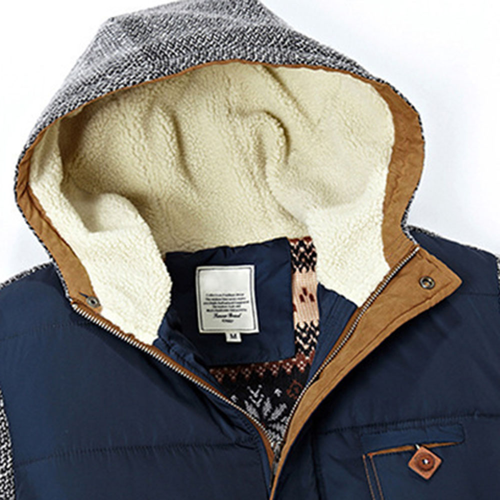 Ericdress Patchwork Standard Hooded Zipper Casual Down Jacket