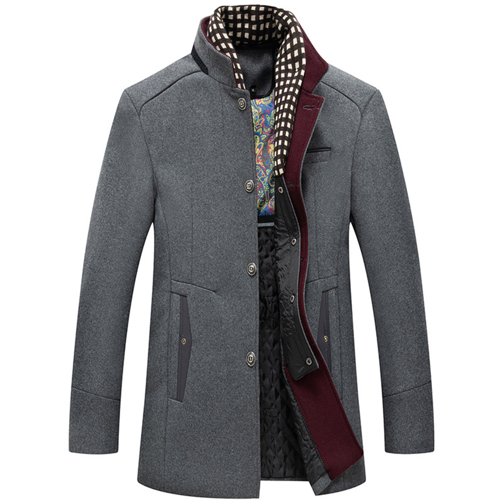 Ericdress Mid-Length Stand Collar Patchwork Winter Slim Coat
