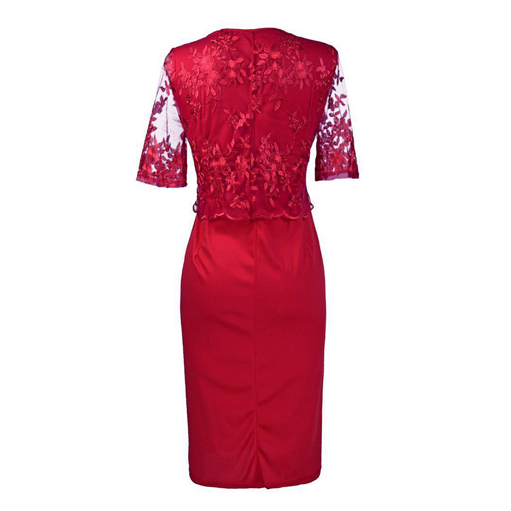 Ericdress Plus Size Lace Half Sleeve See-Through Regular Bodycon Dress