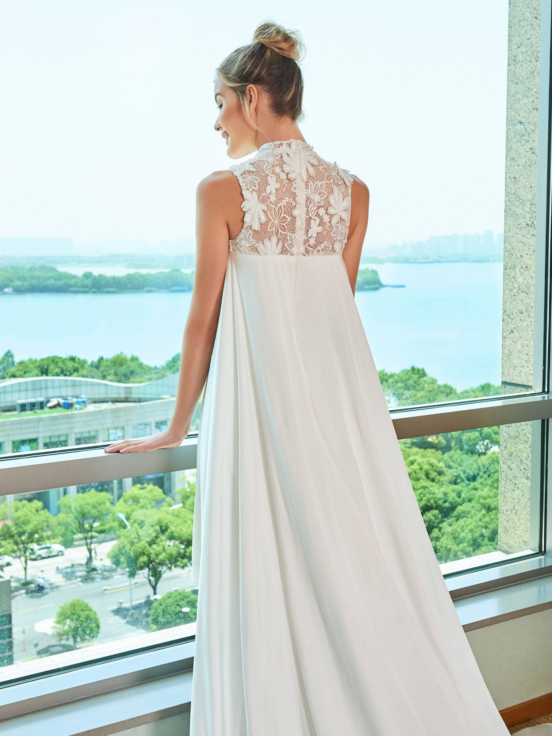 Ericdress High Low High Neckline Beach Wedding Dress