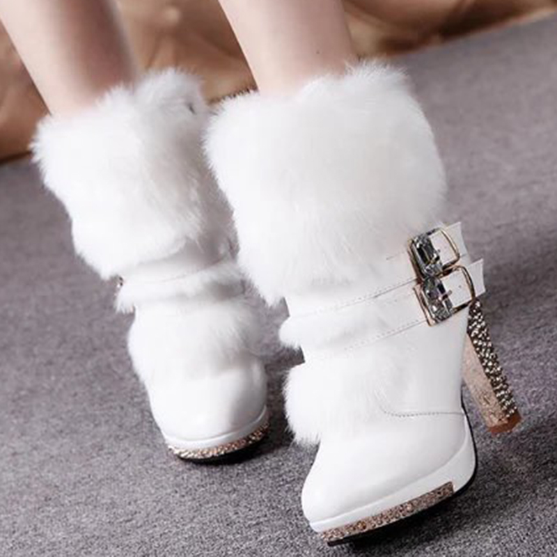 Ericdress Charming Furry Side Zipper High Heel Boots