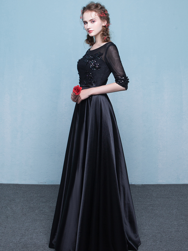 Ericdress Half Sleeves A-Line Scoop Appliques Sashes Sequins Evening Dress