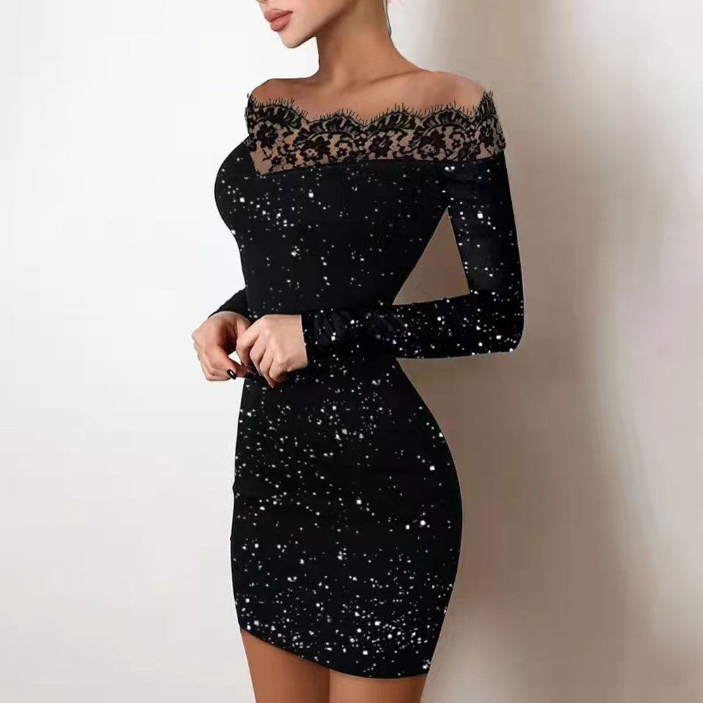 Ericdress Off Shoulder See-Through Above Knee Western Fall Bodycon Dress