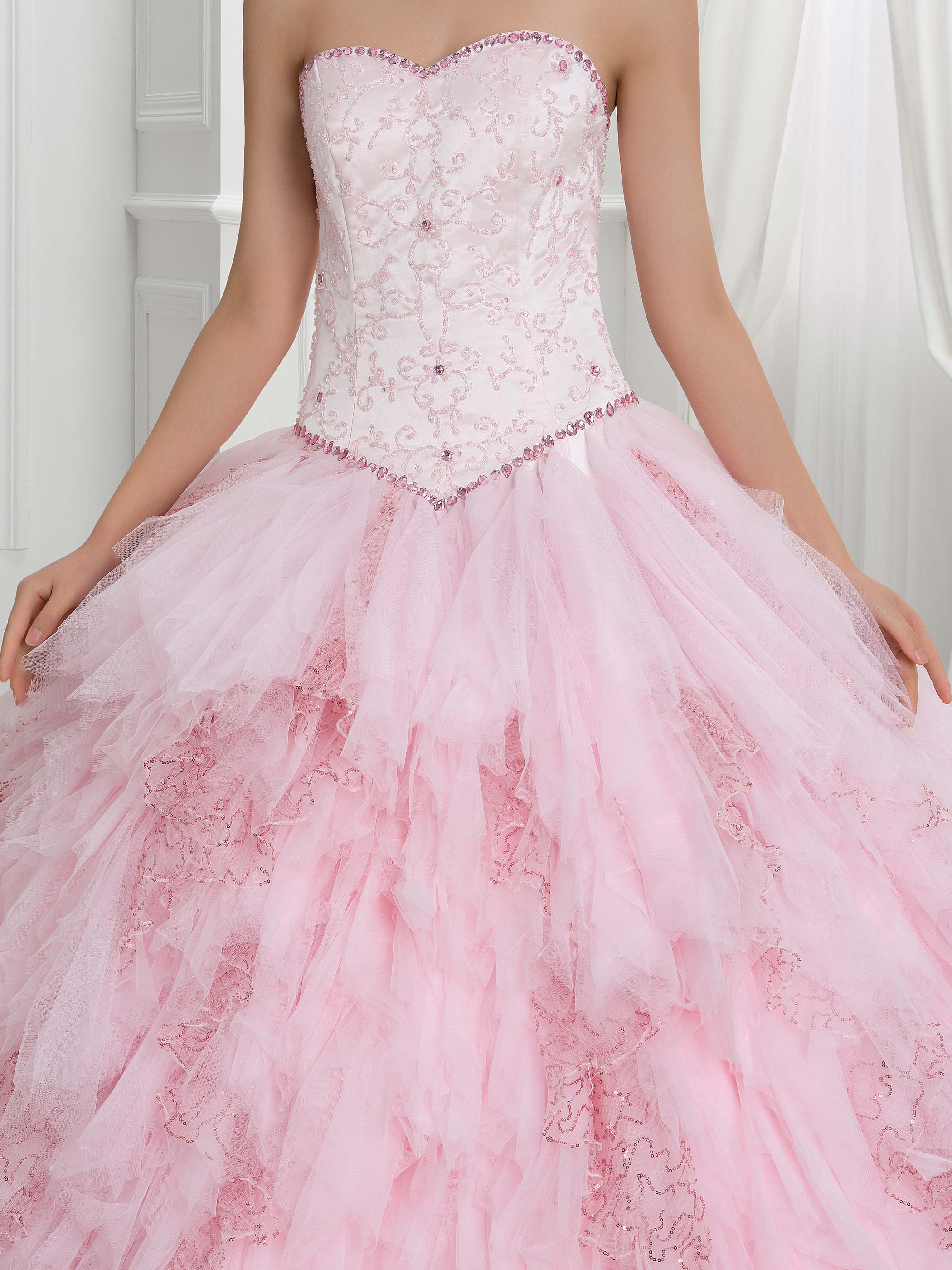 Ericdress Beading Sequins Tiered Ball Gown Quinceanera Dress With Jacket/Shawl