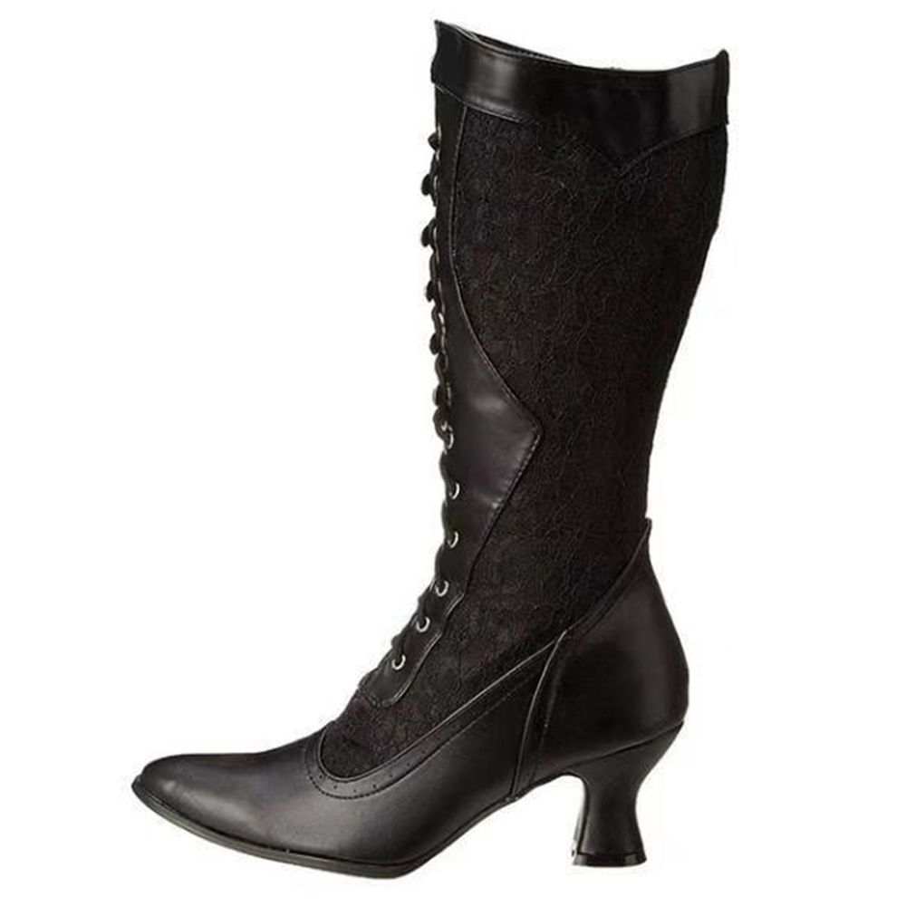Ericdress Pointed Toe Lace-Up Front Patchwork Professional Boots