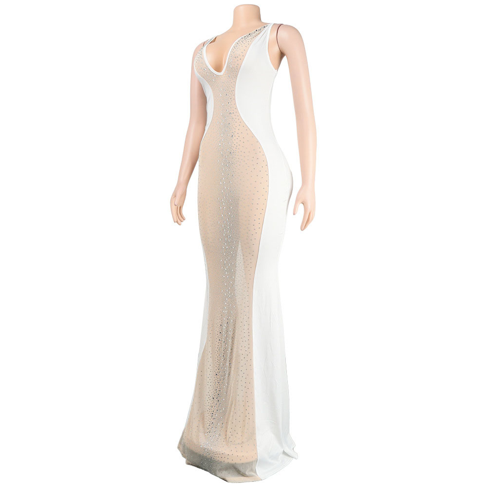 Ericdress Patchwork Sleeveless Floor-Length Mermaid Pullover Maxi Dress