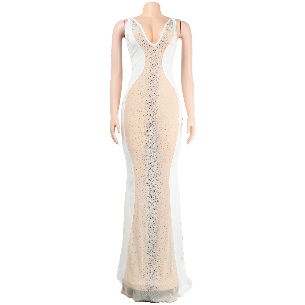 Ericdress Patchwork Sleeveless Floor-Length Mermaid Pullover Maxi Dress